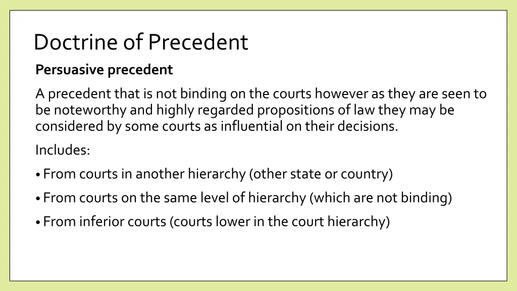 doctrine of precedent persuasive precedent