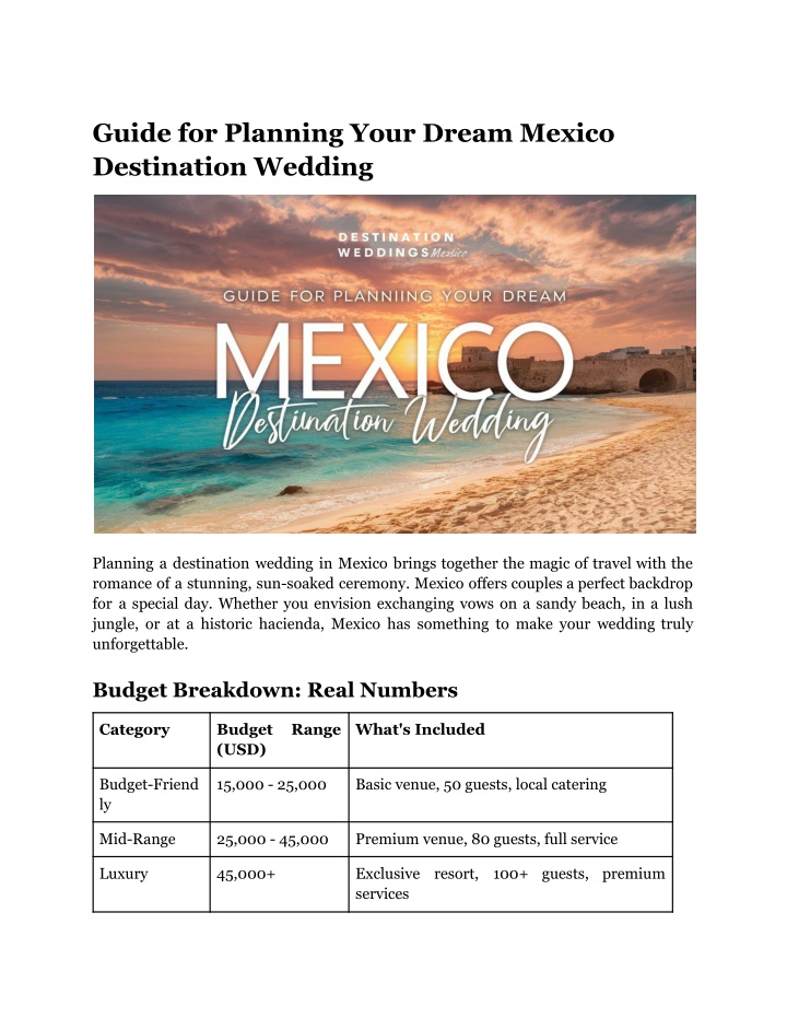 guide for planning your dream mexico destination