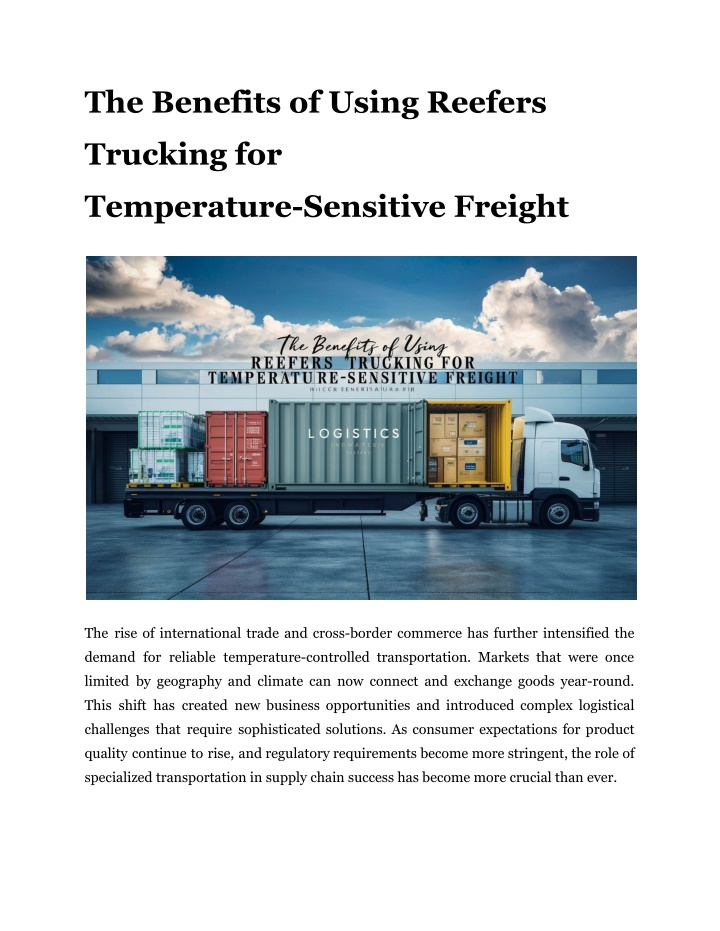 the benefits of using reefers