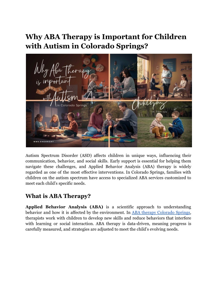 why aba therapy is important for children with