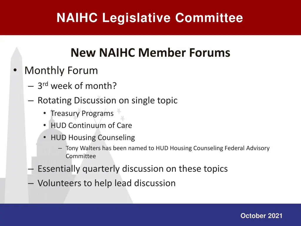 naihc legislative committee