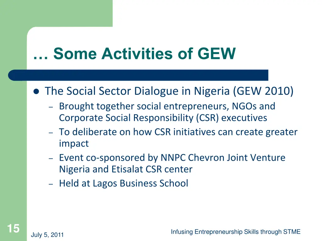 some activities of gew 2