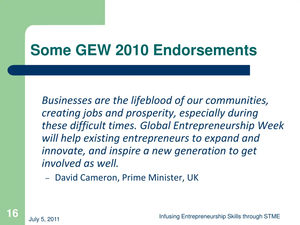 some gew 2010 endorsements