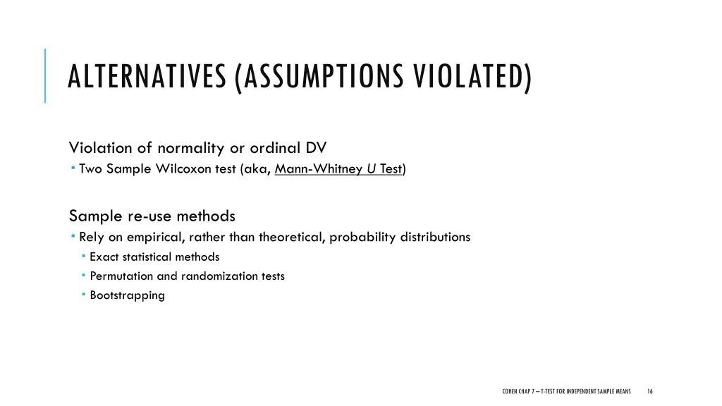 alternatives assumptions violated