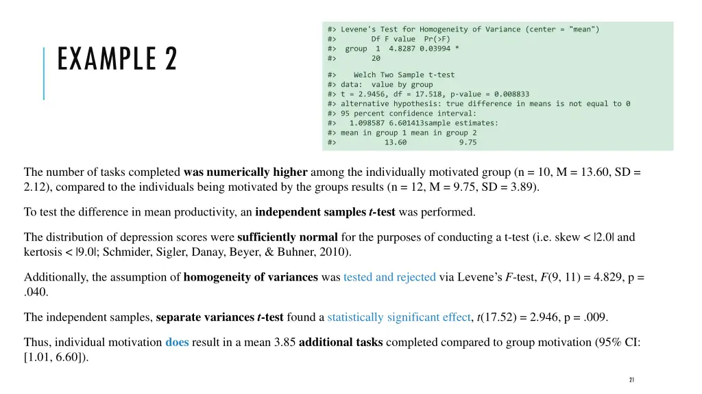 levene s test for homogeneity of variance center