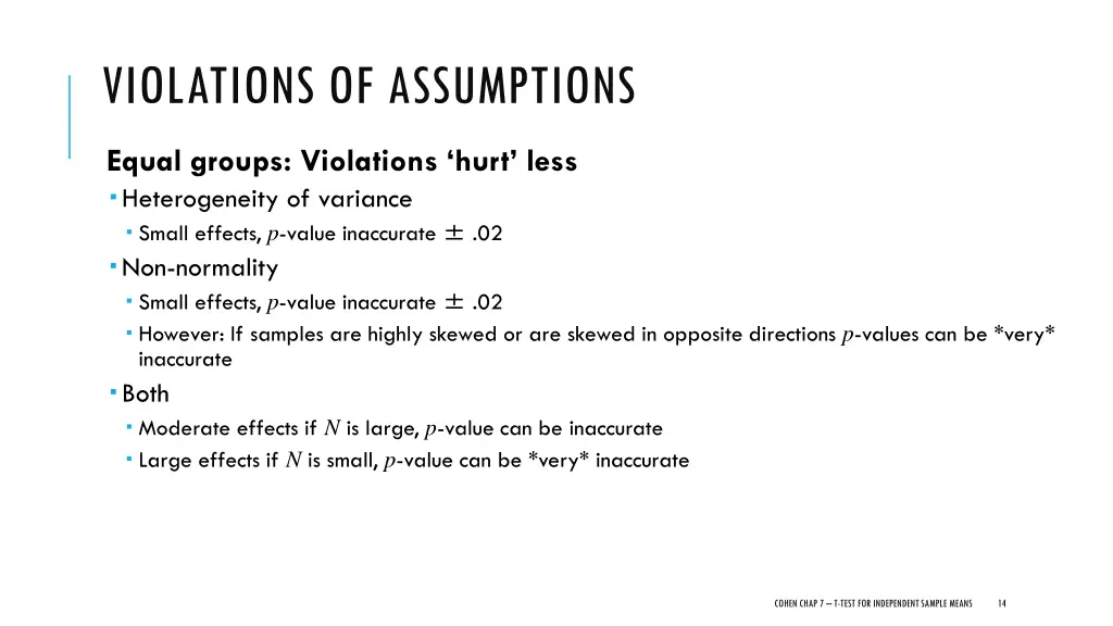 violations of assumptions