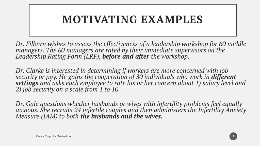 motivating examples