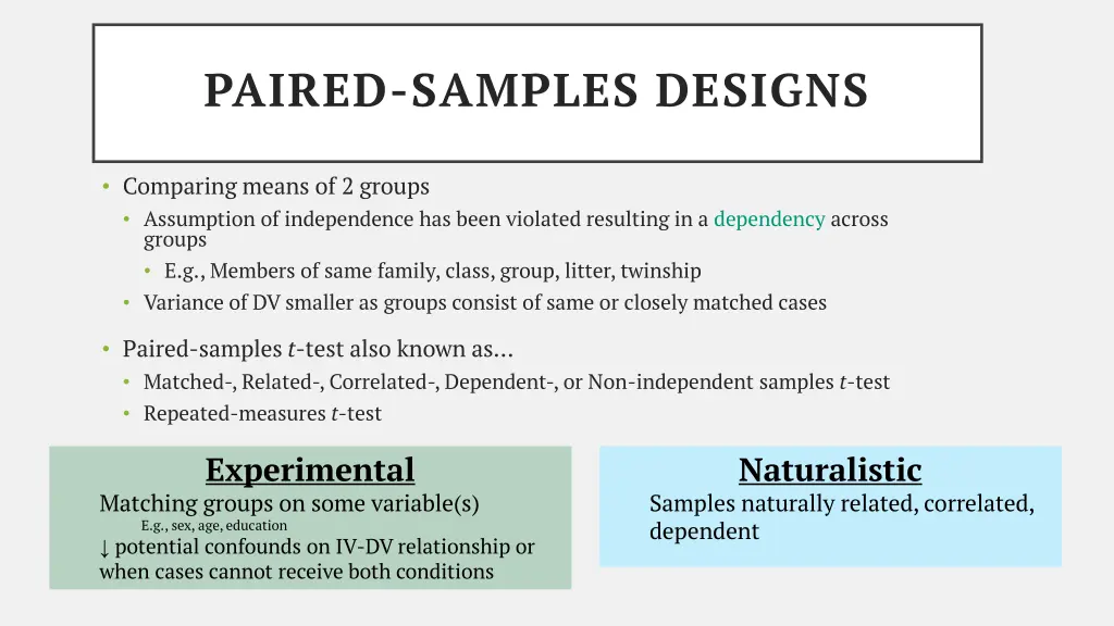 paired samples designs