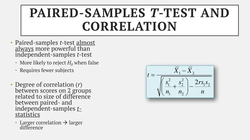 paired samples t test and correlation