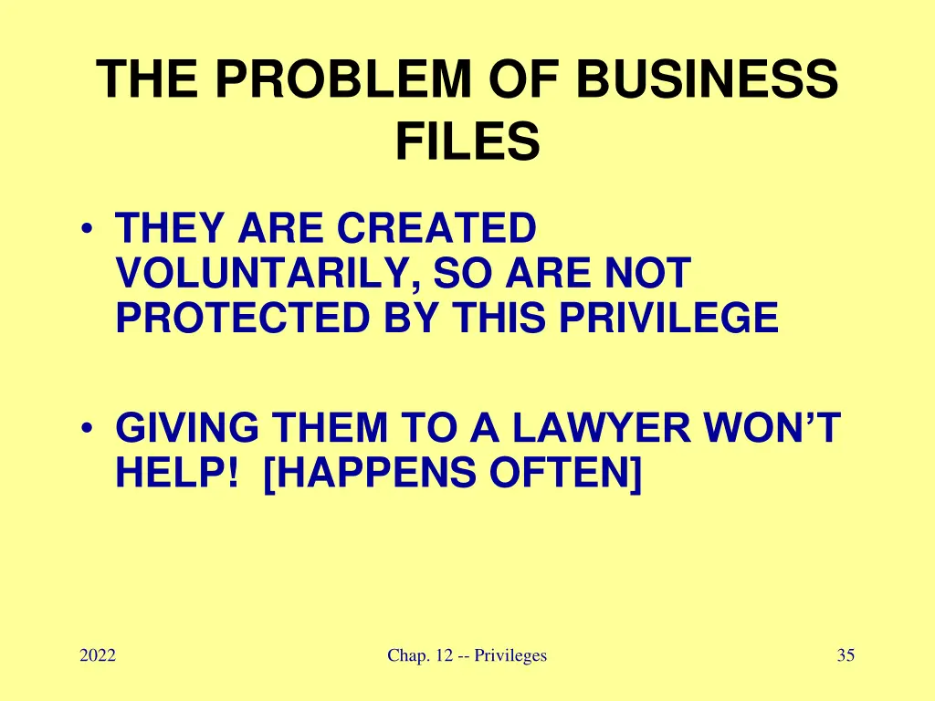 the problem of business files