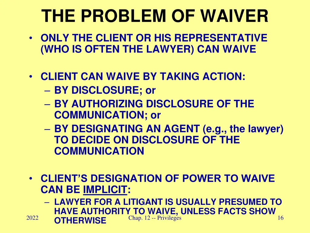 the problem of waiver