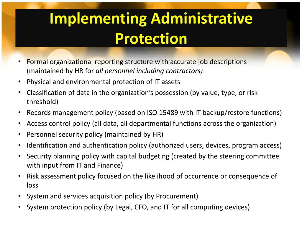 implementing administrative protection