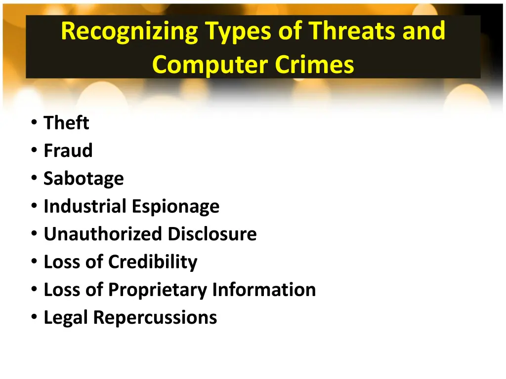 recognizing types of threats and computer crimes