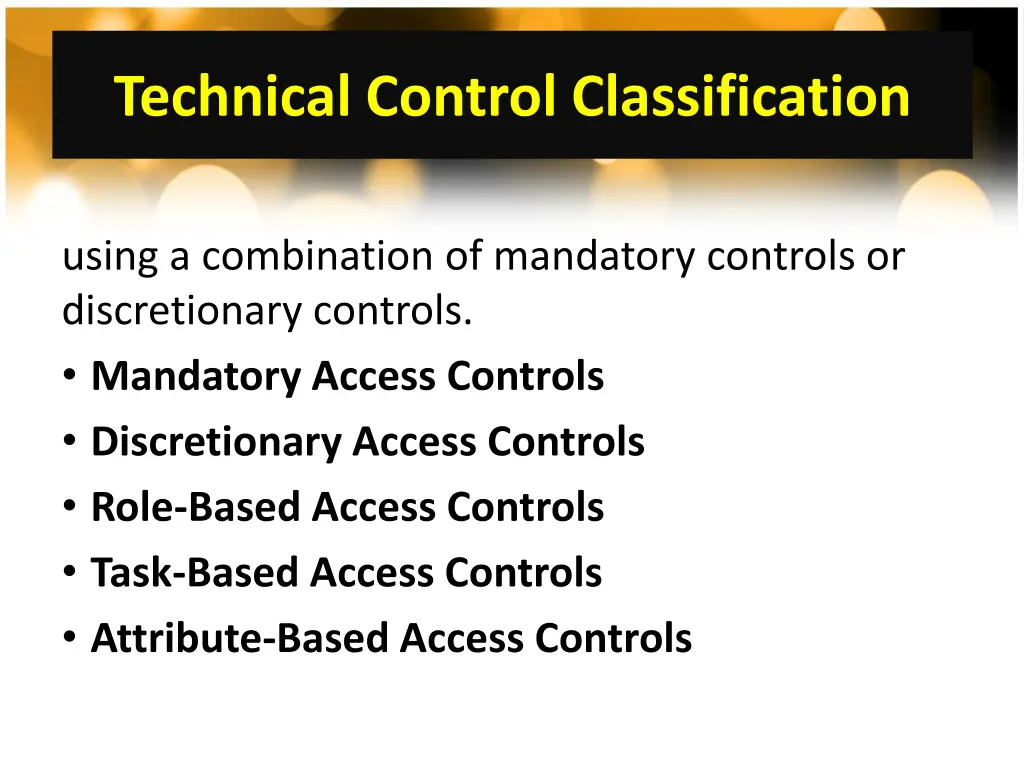 technical control classification