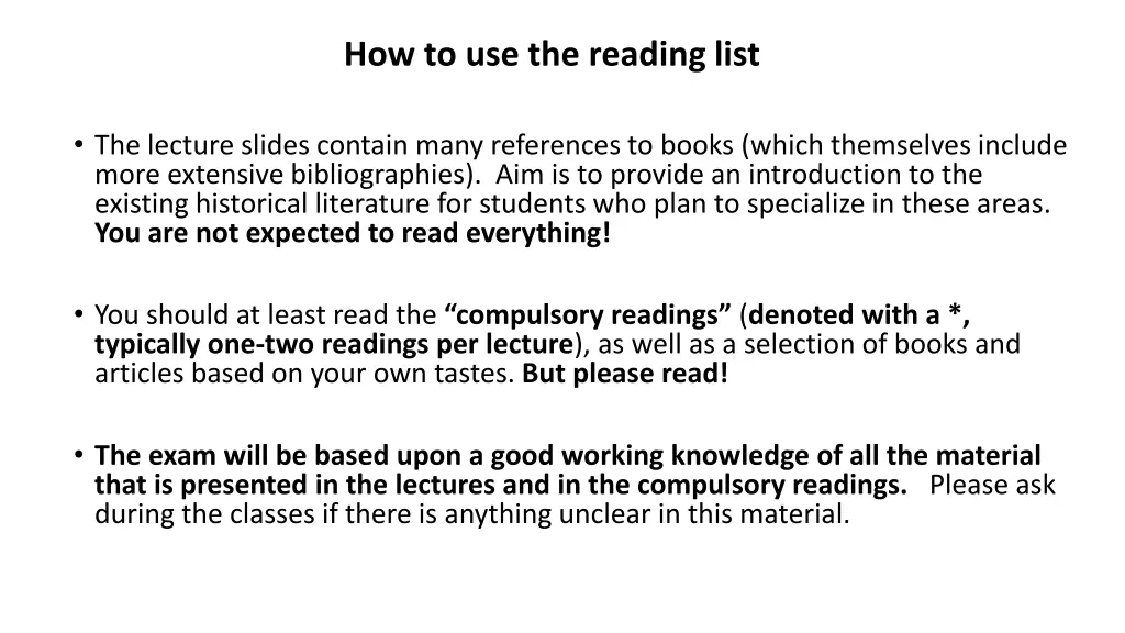 how to use the reading list