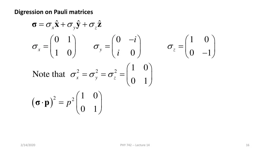 digression on pauli matrices