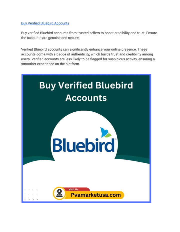 buy verified bluebird accounts