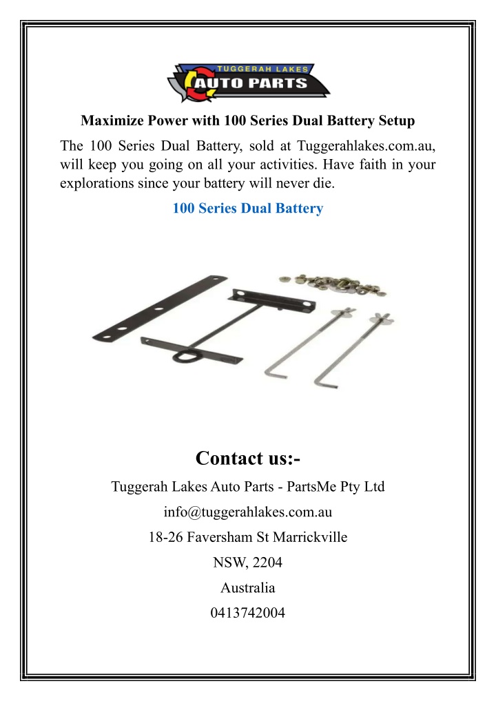 maximize power with 100 series dual battery setup