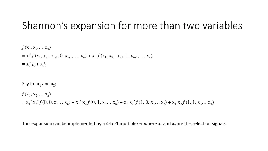 shannon s expansion for more than two variables