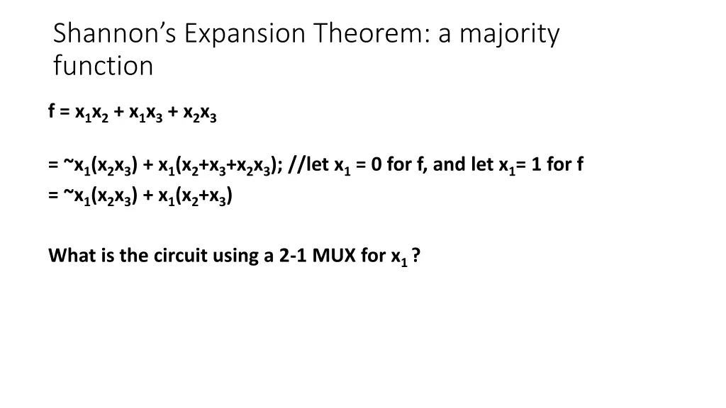 shannon s expansion theorem a majority function