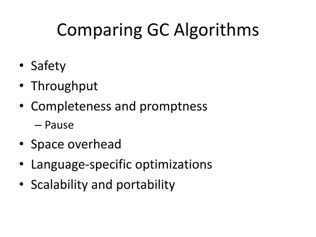 comparing gc algorithms