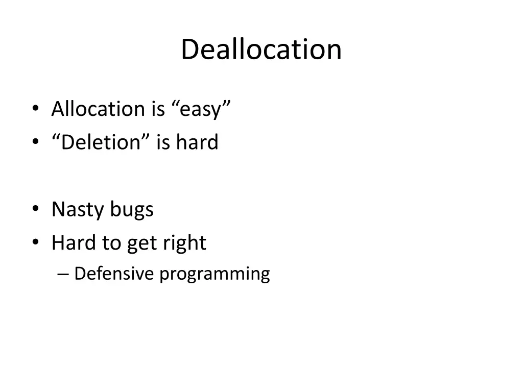 deallocation