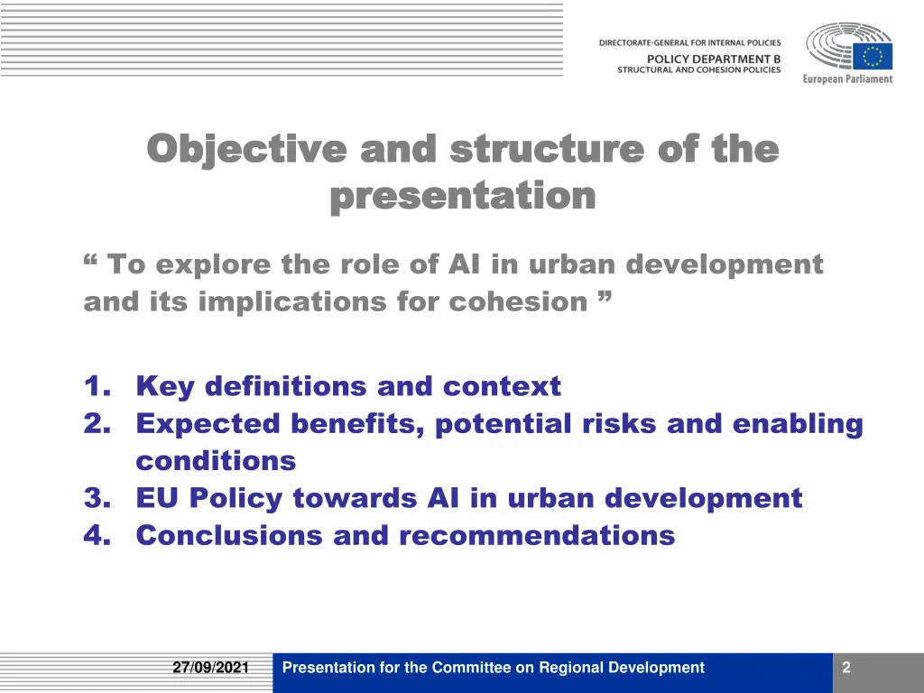 objective and structure of the objective