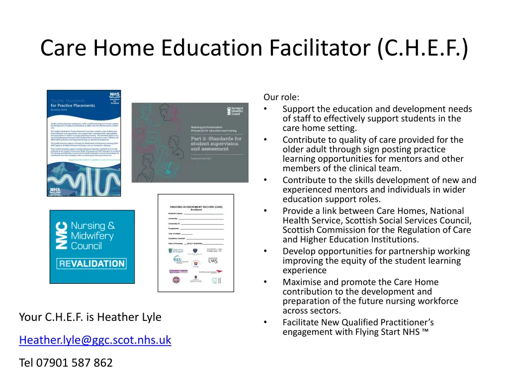 care home education facilitator c h e f