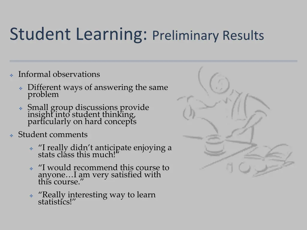 student learning preliminary results