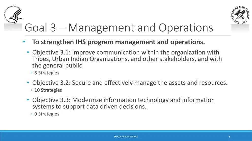 goal 3 management and operations to strengthen