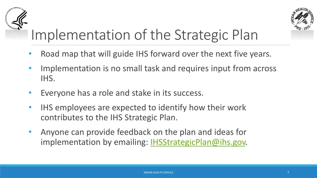 implementation of the strategic plan road