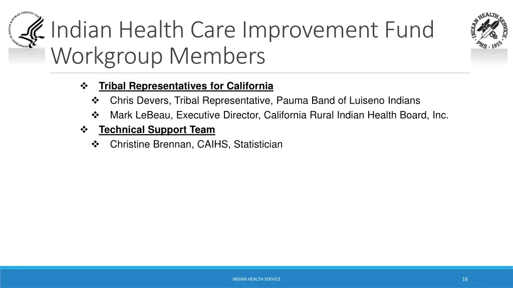 indian health care improvement fund workgroup 1