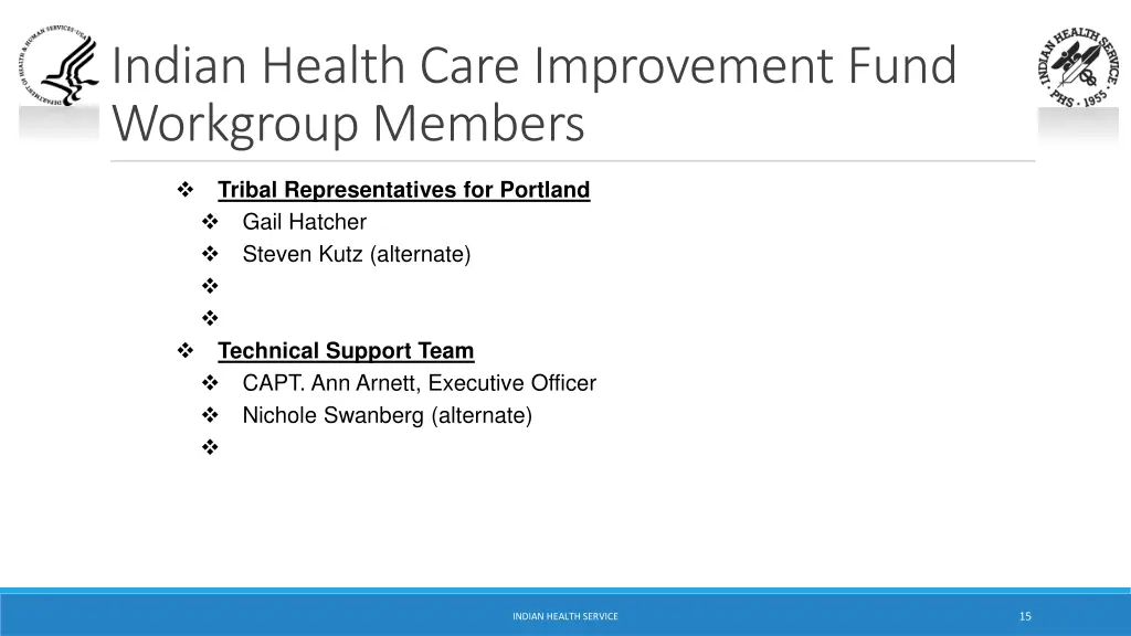 indian health care improvement fund workgroup