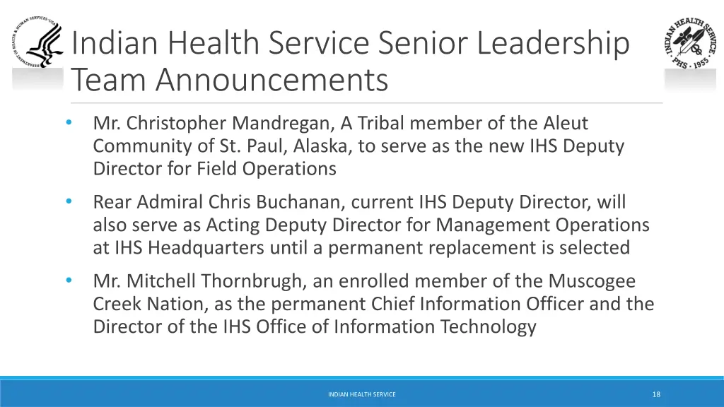 indian health service senior leadership team