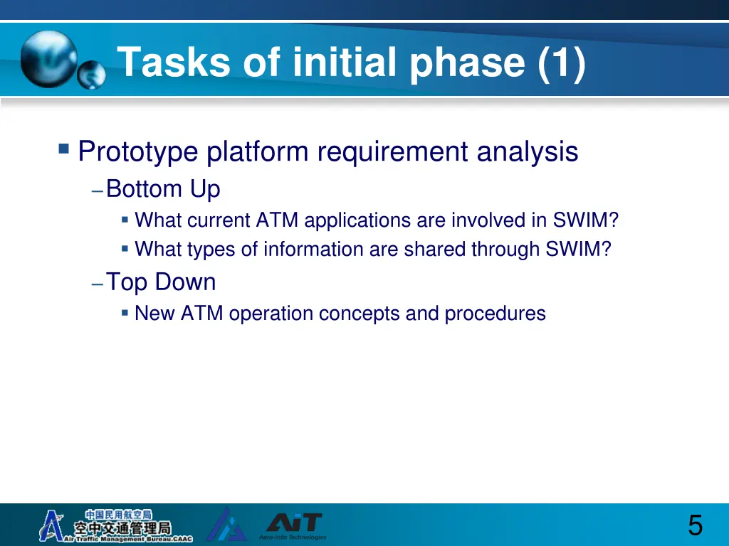 tasks of initial phase 1