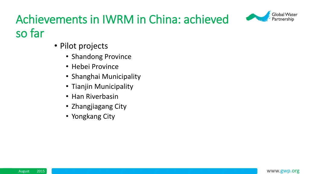 achievements in iwrm in china achieved 2