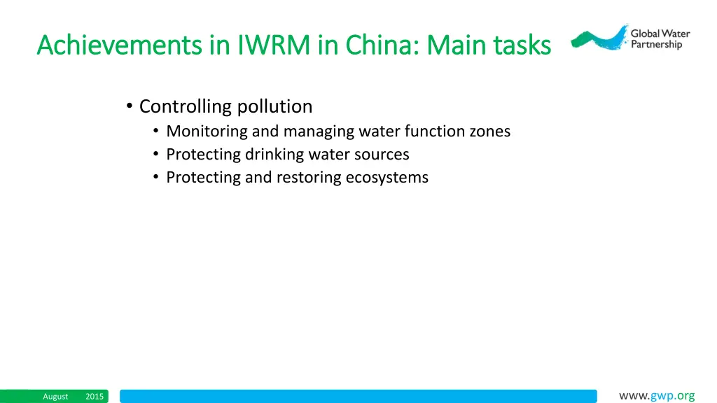 achievements in iwrm in china main tasks 1