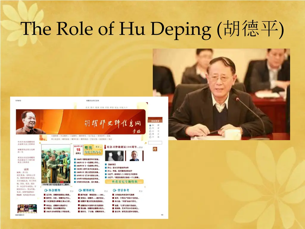 the role of hu deping