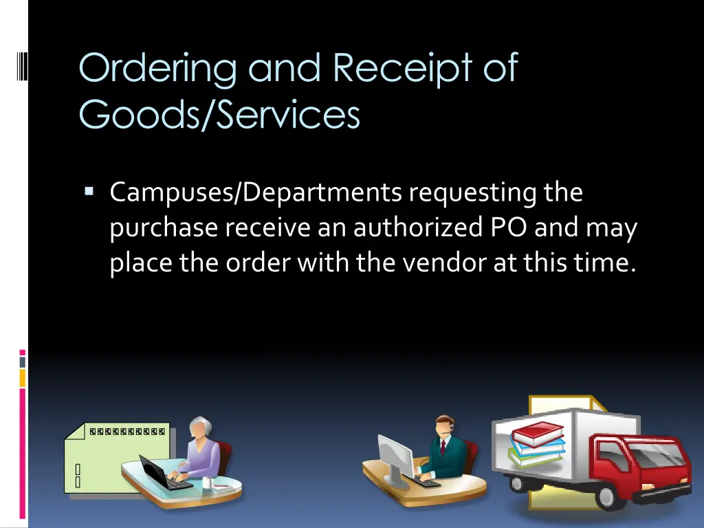 ordering and receipt of goods services