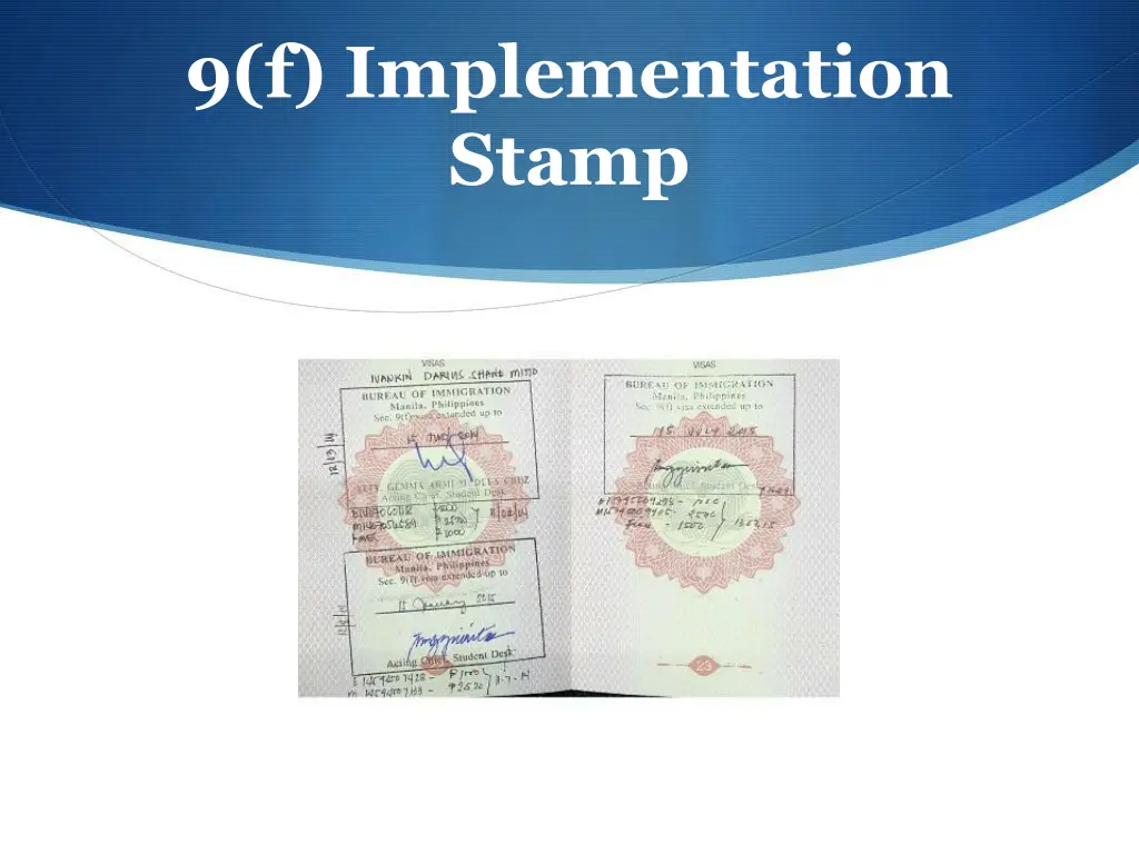 9 f implementation stamp