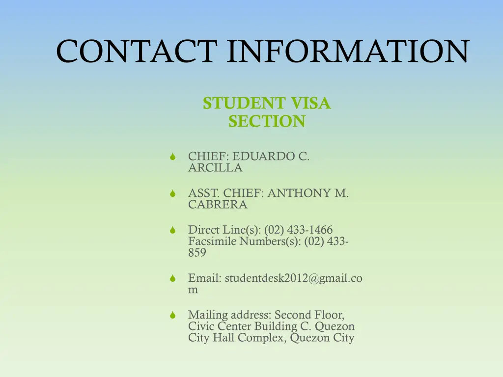 contact information