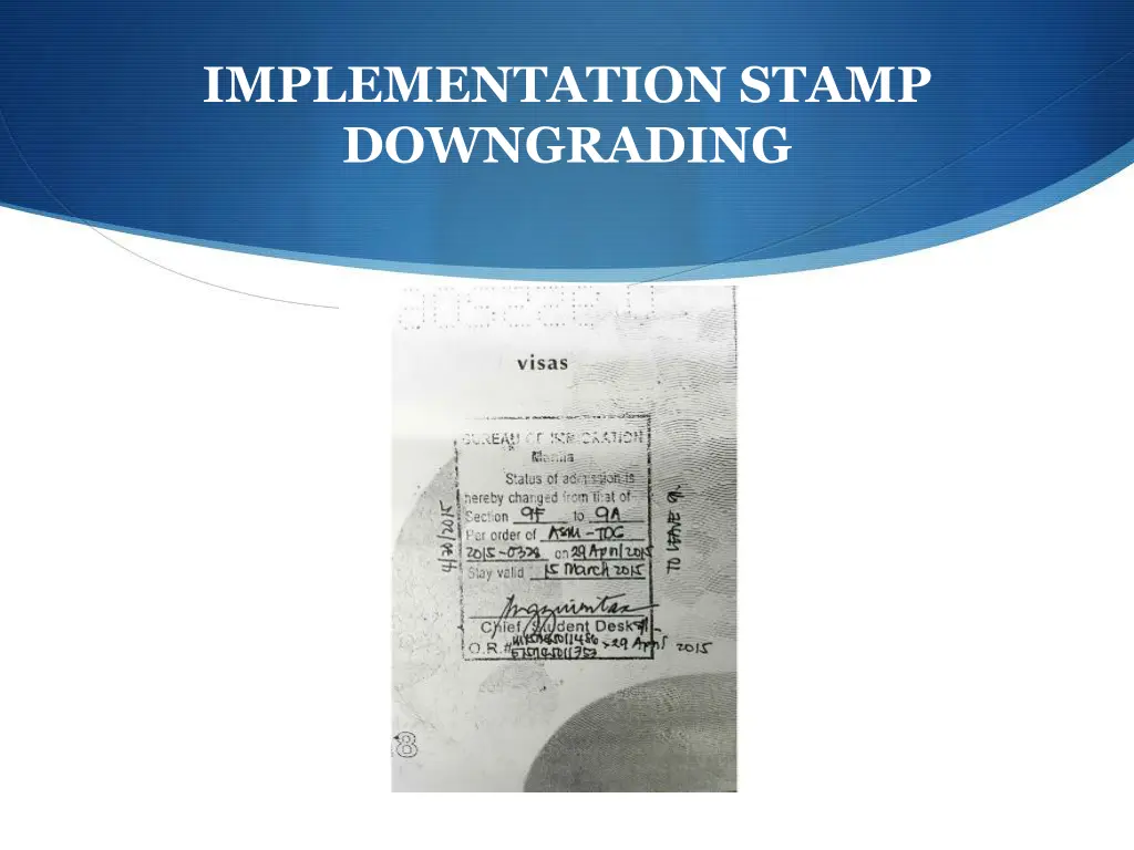 implementation stamp downgrading