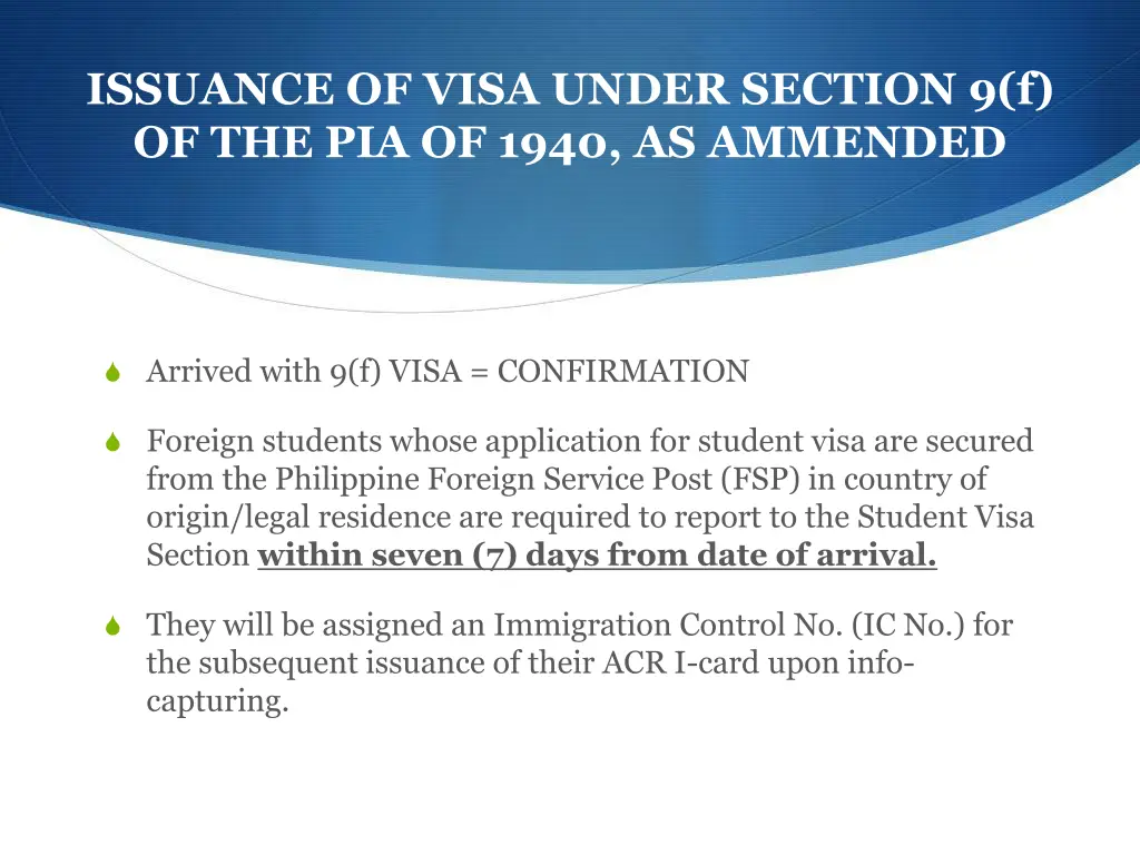 issuance of visa under section