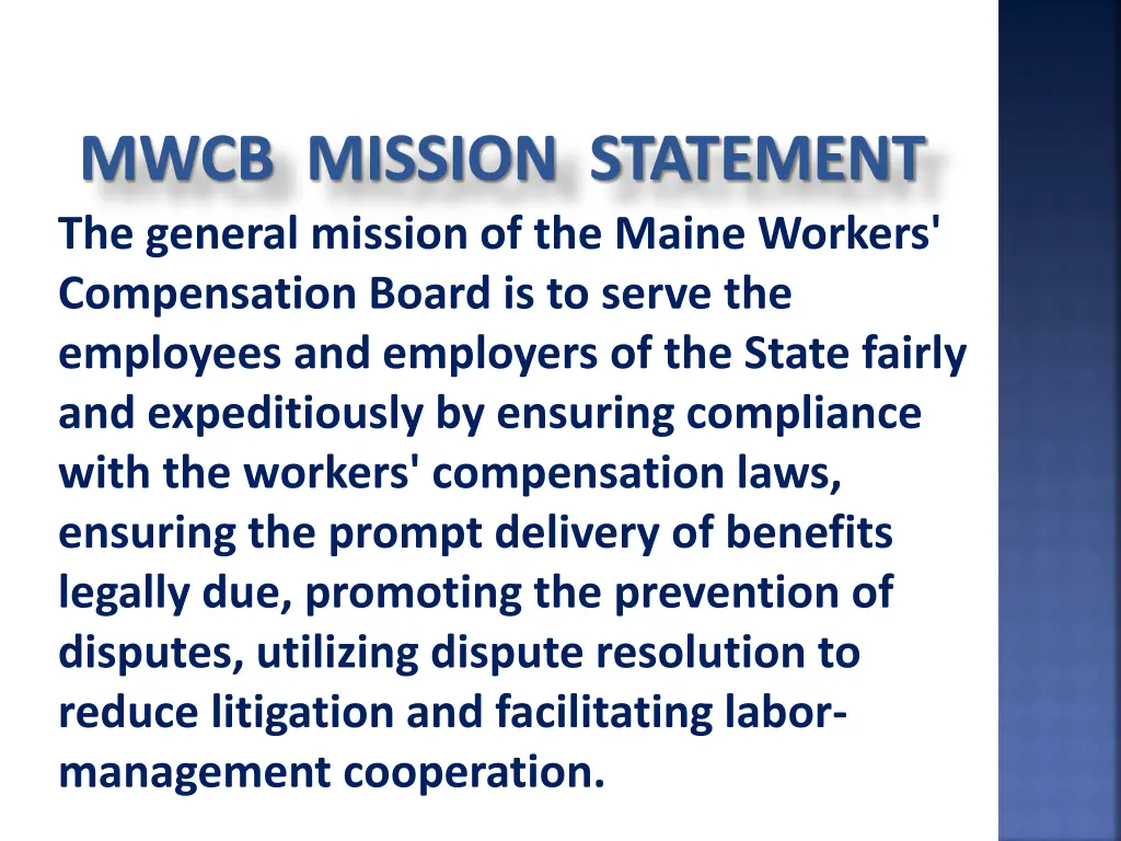 mwcb mission statement the general mission