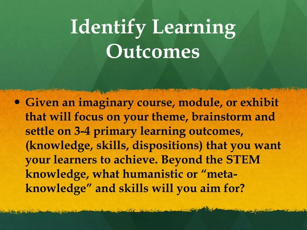 identify learning outcomes