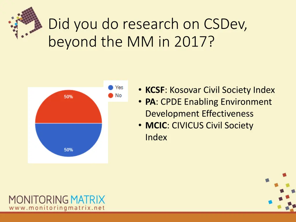 did you do research on csdev beyond the mm in 2017