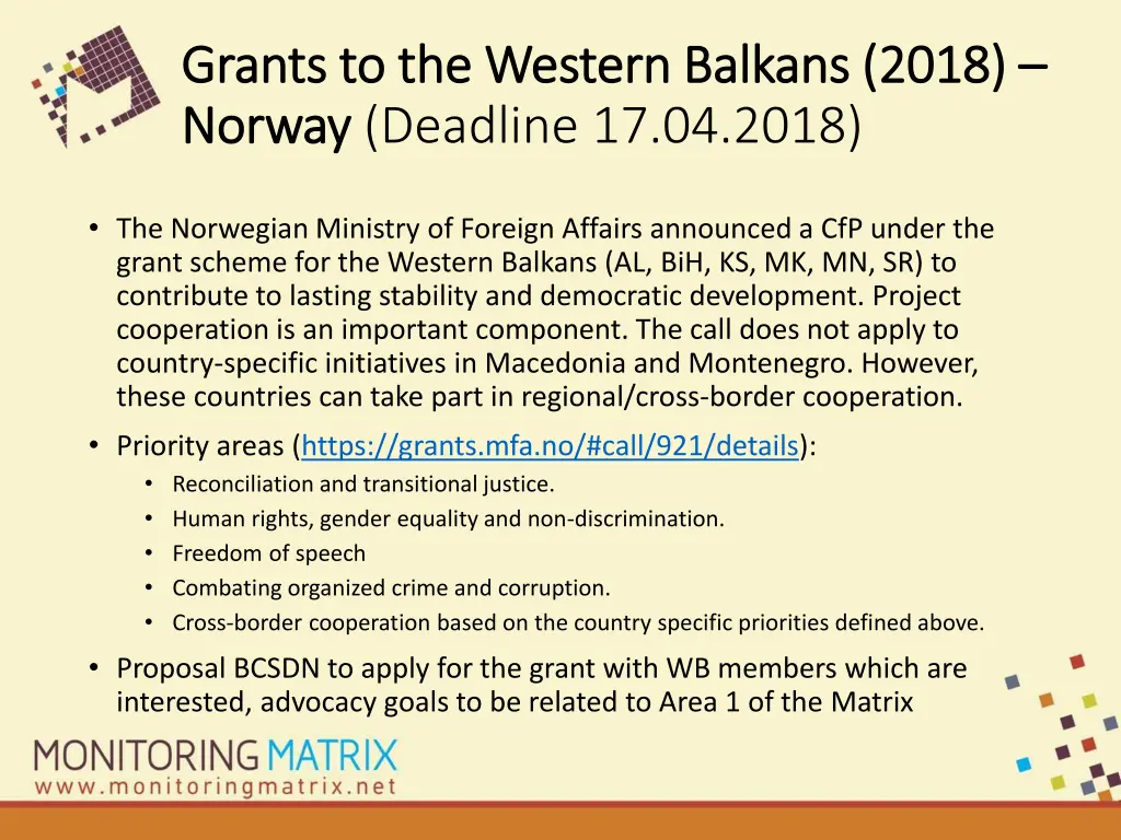 grants to the western balkans 2018 grants