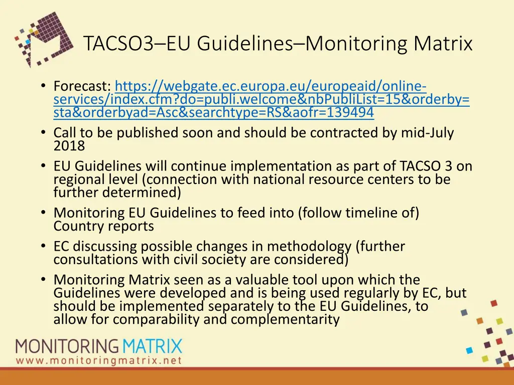 tacso3 eu guidelines monitoring matrix