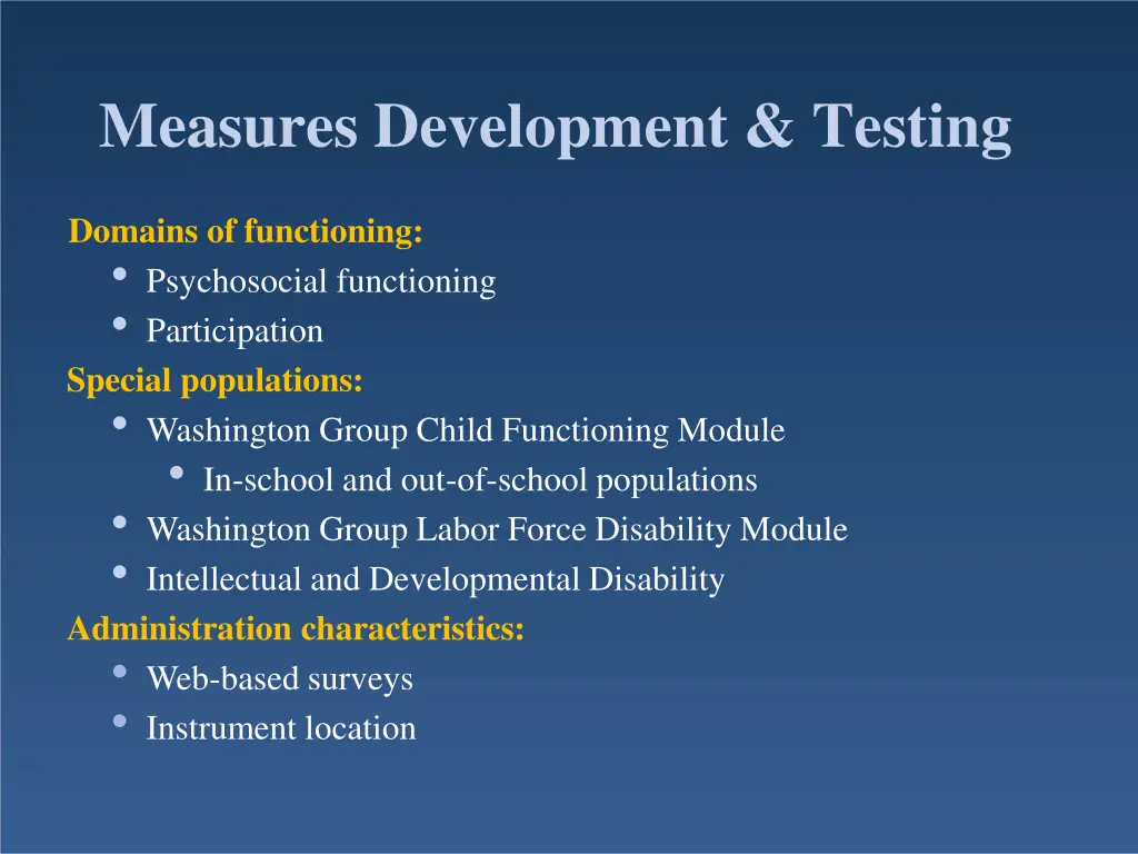 measures development testing