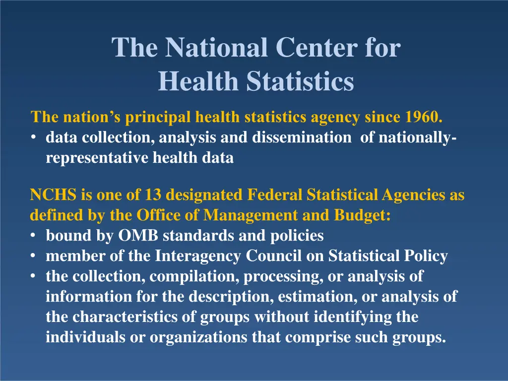 the national center for health statistics